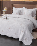 edredon bordado gold blanco cama sencilla doble queen king bronnuti