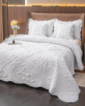 edredon bordado gold blanco cama sencilla doble queen king bronnuti